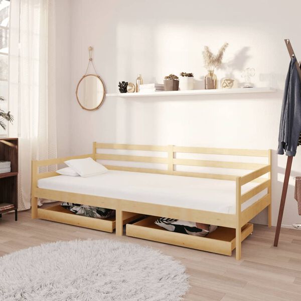 vidaXL daybed med skuffer 90x200 cm massivt fyrretræ