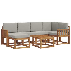 vidaXL Udend&oslash;rs sofagruppe med pude 7 pcs Naturlig og Lys Gr&aring;