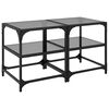 vidaXL sofaborde med sort glastop 2 stk 40x40x45 cm st&aring;l
