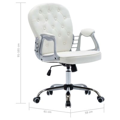 vidaXL kontorstol med hjul kunstlæder hvid