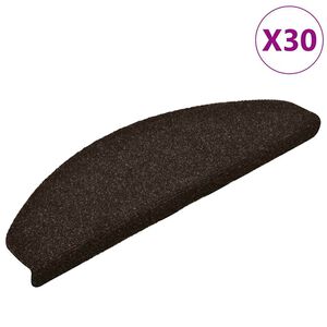 vidaXL trappem&aring;tter selvkl&aelig;bende 30 stk. 65x21x4 cm m&oslash;rkebrune halvrunde store