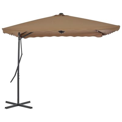 vidaXL udendørs parasol med stålstang 250 x 250 cm gråbrun