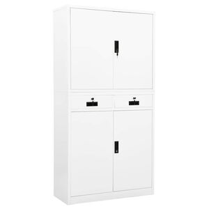 vidaXL kontorskab 90x40x180 cm st&aring;l hvid