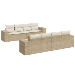 vidaXL sofas&aelig;t til haven 9 dele med hynder polyrattan beige