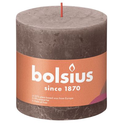 Bolsius rustikke søjlestearinlys Shine 3 stk. 100x100 mm gråbrun