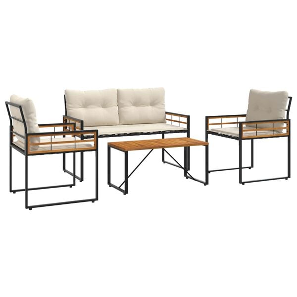 vidaXL Have møbel sæt med pude 4 pcs Creme