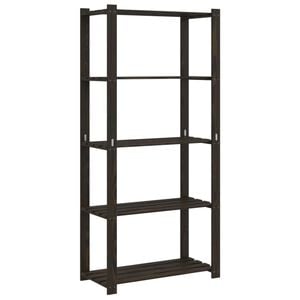 vidaXL opbevaringsreol 5 hylder 80x38x170 cm massivt fyrretr&aelig; sort