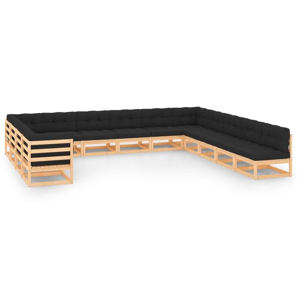 vidaXL lounges&aelig;t til haven 13 dele antracitgr&aring; hynder massivt fyrretr&aelig;