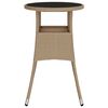 vidaXL havebord Ø60x75 cm hærdet glas og polyrattan beige