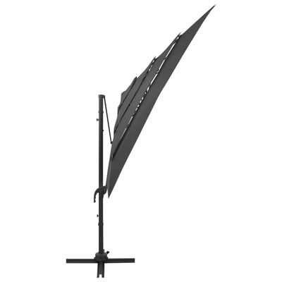 vidaXL parasol med aluminiumsstang i 4 niveauer 250x250 cm antracitgrå