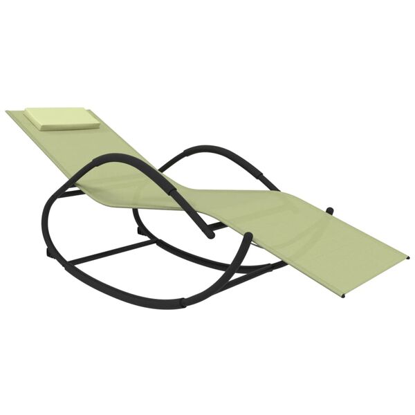 vidaXL gyngende liggestole 2 stk. st&aring;l og textilene cremefarvet