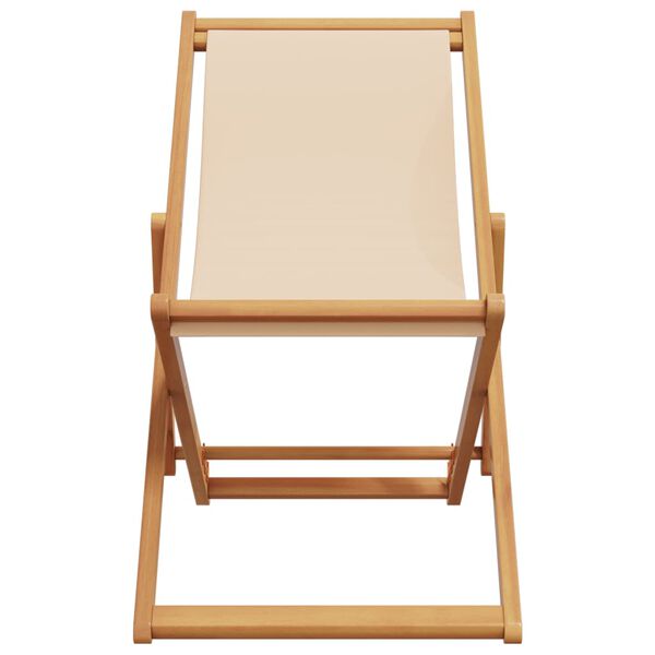 vidaXL strandstol foldbar massivt eukalyptustr&aelig; og stof beige