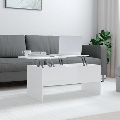 vidaXL sofabord 102x50,5x46,5 cm konstrueret træ hvid højglans