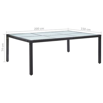 vidaXL udendørs spisebord 200x150x74 cm polyrattan sort
