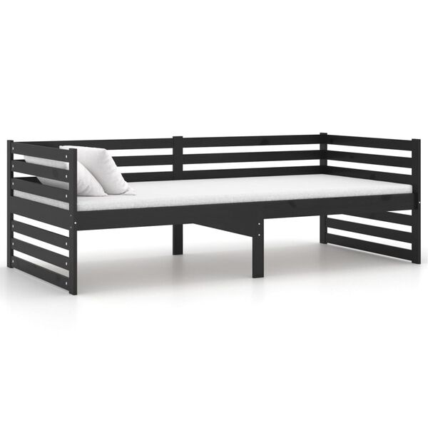 vidaXL daybed med madras 90x200 cm massivt fyrretr&aelig; sort