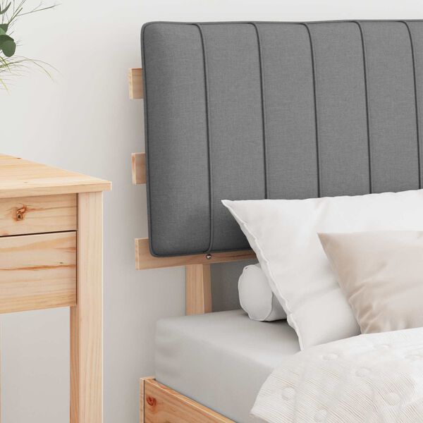 vidaXL Sengestel med Polstret Hovedgavl Lysegr&aring; 75 x 190 cm