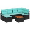 vidaXL Havesofa S&aelig;t med pude 7 pcs Sort polyrattan