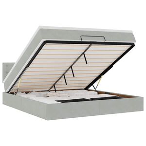 vidaXL osmannisk sengeramme med madras 160x200 cm fl&oslash;jl lysegr&aring;