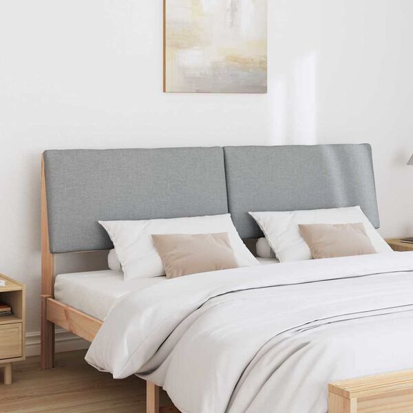 vidaXL Polstret sengegavl Lysegr&aring; 180 cm Massiv fyrretr&aelig;