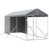 vidaXL udend&oslash;rs hundeg&aring;rd med tag 2x6x2,5 m galvaniseret st&aring;l s&oslash;lv