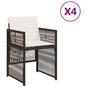 vidaXL havestole 4 stk. med hynder polyrattan brun