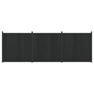 vidaXL Hegnspanel 3 pcs WPC og Aluminium Sort