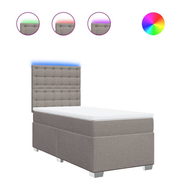 vidaXL kontinentalseng med madras 100x200 cm stof gråbrun