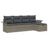 vidaXL Havesofa S&aelig;t med pude med opbevaring 5 pcs Gr&aring; Poly rattan