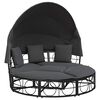 vidaXL udend&oslash;rs loungeseng med tag og hynder polyrattan sort