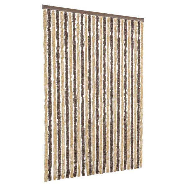 vidaXL flueforh&aelig;ng 118x220 cm chenille m&oslash;rkebrun og beige