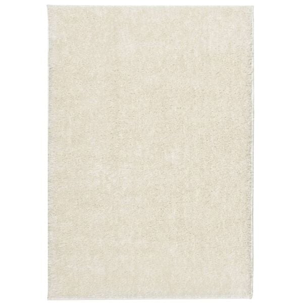 vidaXL gulvt&aelig;ppe ISTAN 140x200 cm lang luv skinnende look cremefarvet
