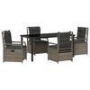 vidaXL Have Spisebordss&aelig;t 5 pcs Gr&aring; polyrattan