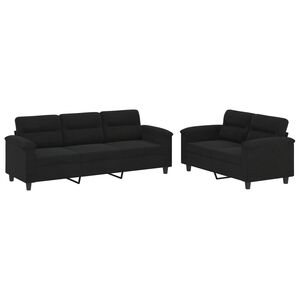 vidaXL sofas&aelig;t 2 dele med hynder mikrofiberstof sort