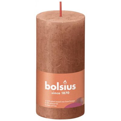 Bolsius rustikt søjlestearinlys Shine 8 stk. 100x50 støvet lyserød