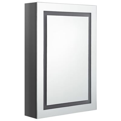 vidaXL badeværelsesskab med spejl + LED-lys 50x13x70 cm blank grå