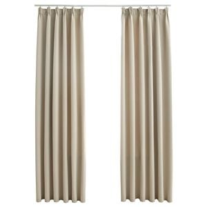 vidaXL m&oslash;rkl&aelig;gningsgardiner 2 stk. med kroge 140 x 245 cm beige