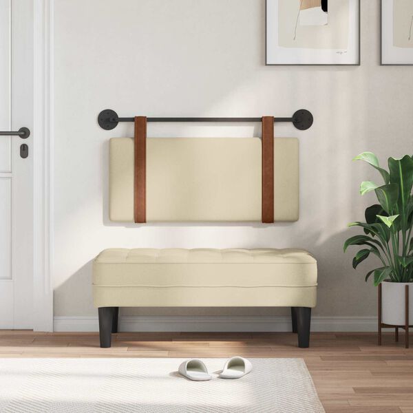 vidaXL H&aelig;ngende Hovedgavl V&aelig;gmonteret Creme 100 x 55 x 5 cm Antik PU