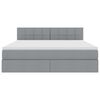 vidaXL Seng med opbevaring og LED med madras Lysegr&aring; 180 x 200 cm Stof