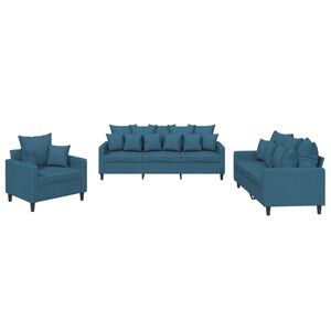 vidaXL sofas&aelig;t 3 dele med hynder velour bl&aring;