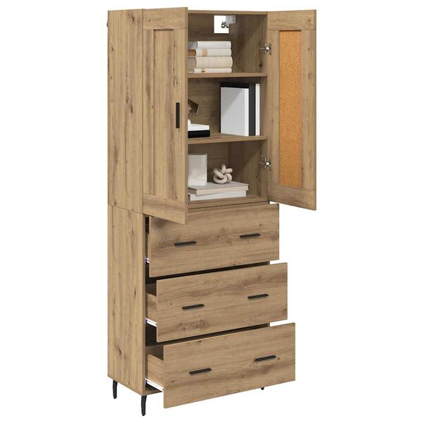 vidaXL Highboard med skuffe 2 pcs Artisan Egetr&aelig; Konstrueret tr&aelig;
