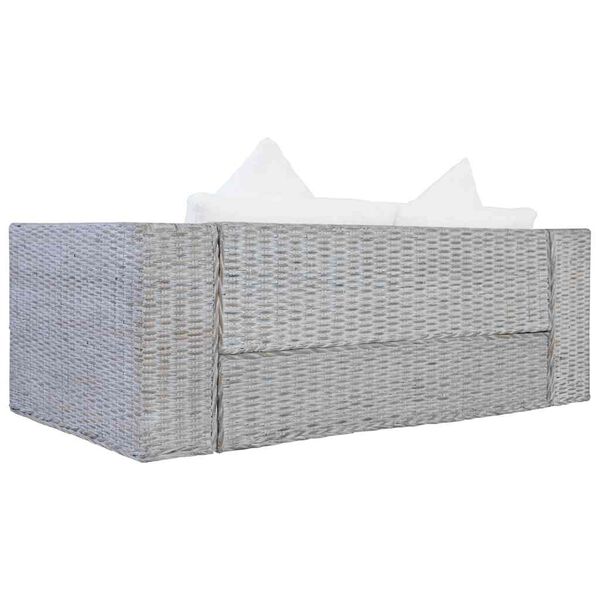 vidaXL 2-personers sofa med hynder naturlig rattan grå