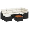 vidaXL Havesofa Sæt 7 pcs Sort Poly rattan