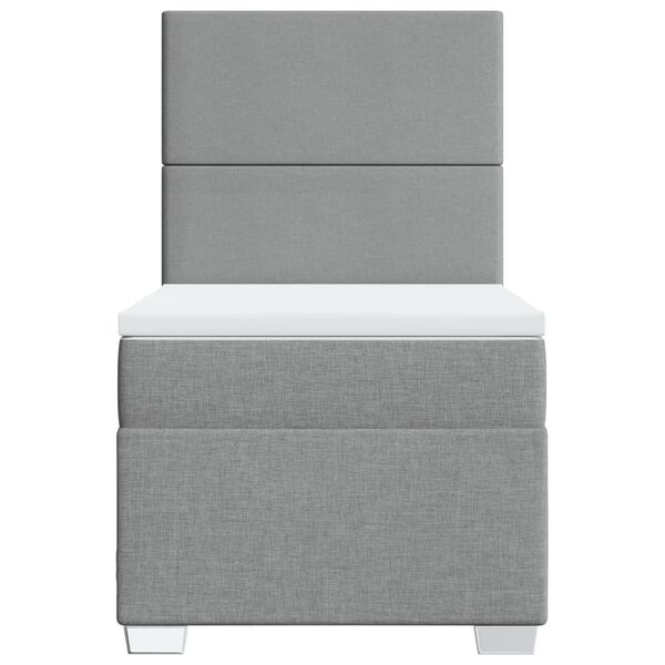 vidaXL kontinentalseng med madras 90x190 cm stof lysegr&aring;