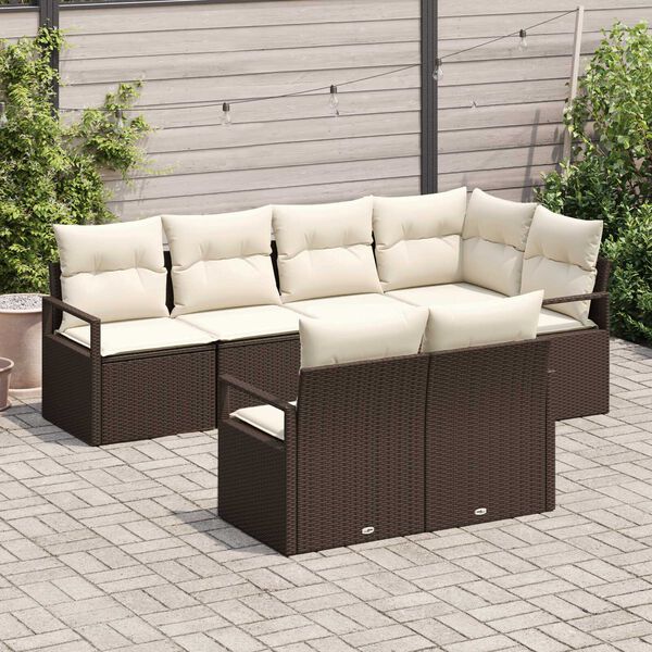 vidaXL Havesofa Sæt 7 pcs Brun Poly rattan