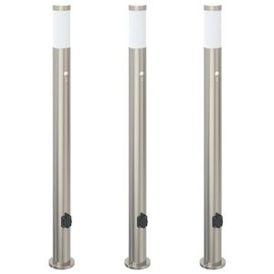vidaXL pullertlamper med sensor og stikkontakt 3 stk. 110 cm rustfrit st&aring;l IP44