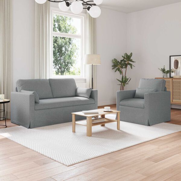 vidaXL Sofa 2 pcs Lysegr&aring; 158 x 78 x 80 cm Stof