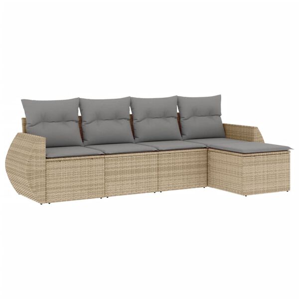 vidaXL sofasæt til haven 5 dele med hynder polyrattan beige