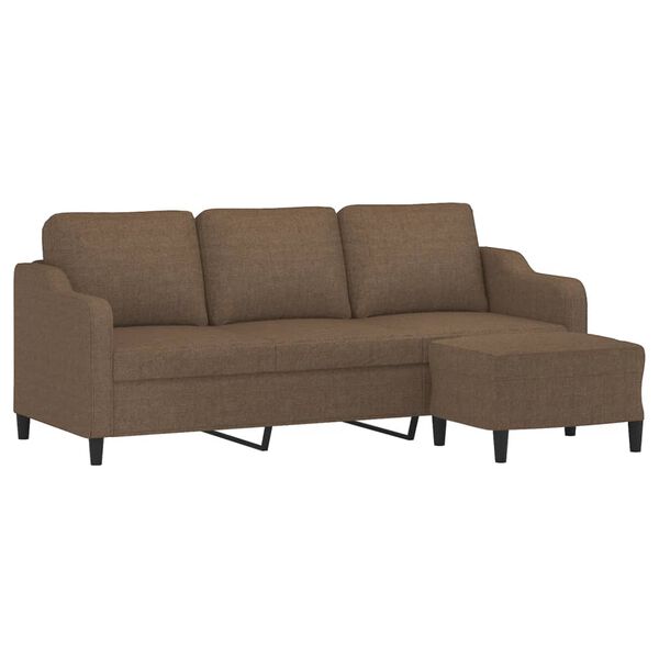 vidaXL 3-personers sofa med fodskammel 180 cm stof Brun