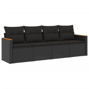 vidaXL sofas&aelig;t til haven 4 dele med hynder polyrattan sort
