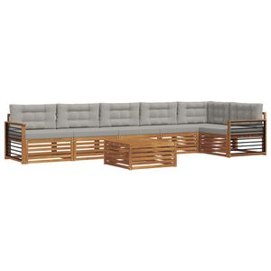 vidaXL Udend&oslash;rs sofagruppe med pude 7 pcs Naturlig og Lys Gr&aring;